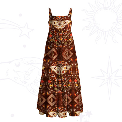 Purplehecate Mystical Moth Wide Straps Maxi Dress