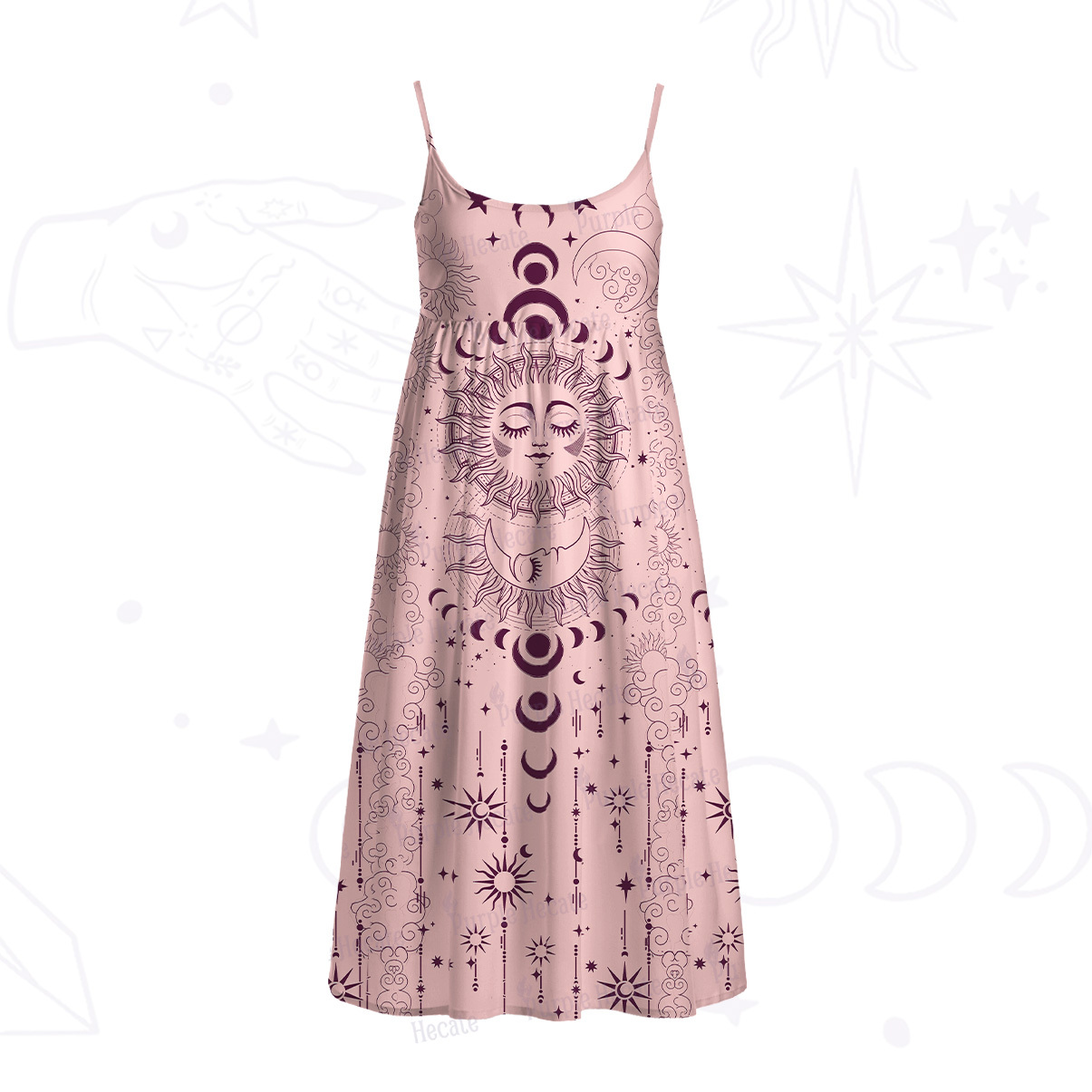 Purplehecate Lunar Eclipse Spaghetti Strap Midi Dress