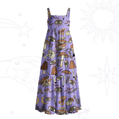 Purplehecate Psychedelic Mushroom Wide Straps Maxi Dress