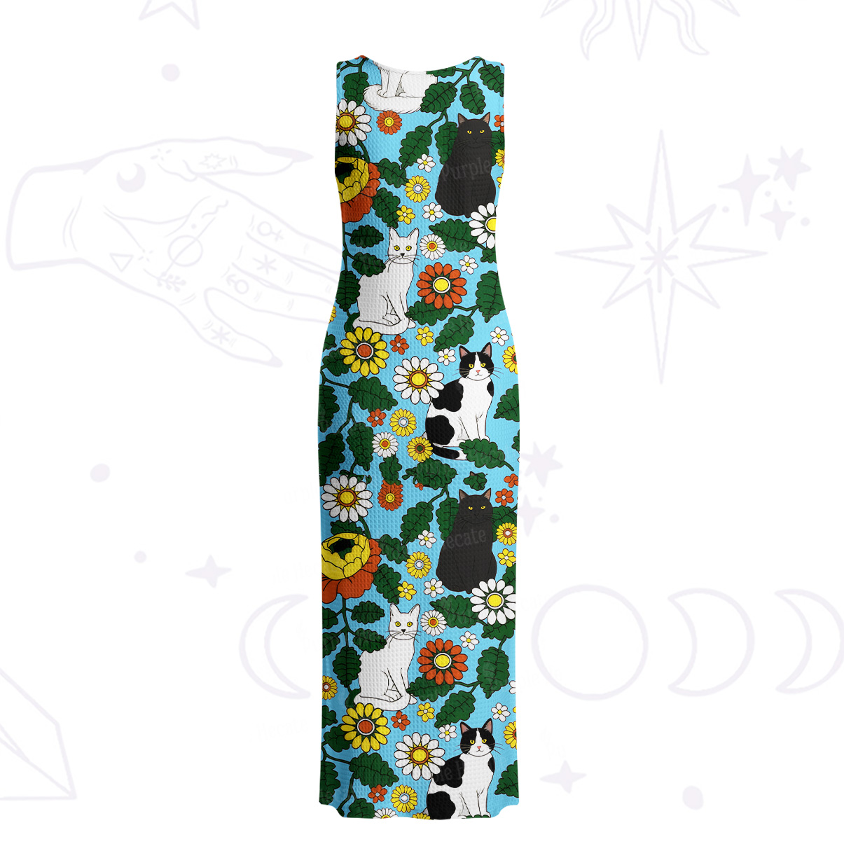 Purplehecate Daisy Cat  Garden Crochet Knit Maxi Dress