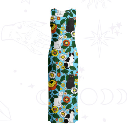 Purplehecate Daisy Cat  Garden Crochet Knit Maxi Dress