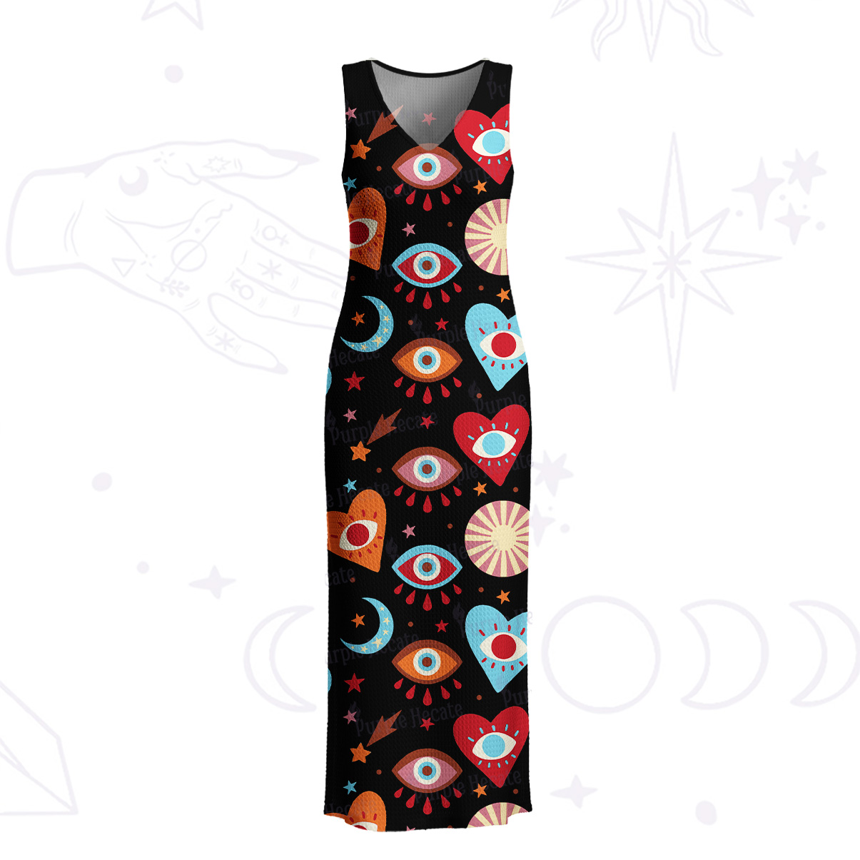 Purplehecate The Enchanted Eye of Love Crochet Knit Maxi Dress