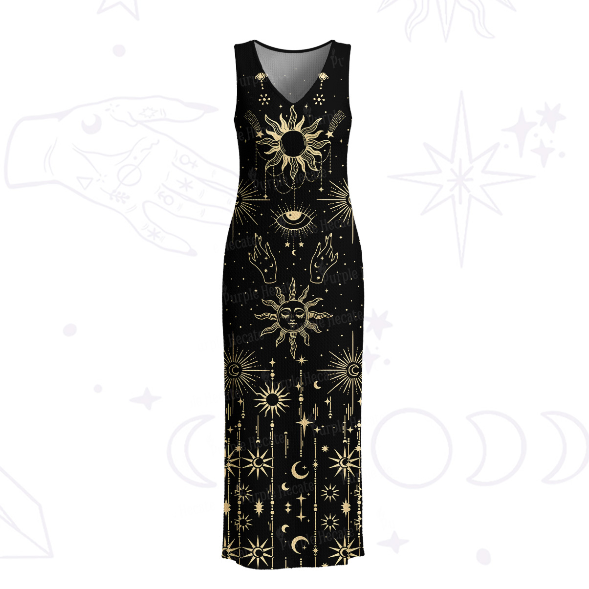 Purplehecate Solar Oracle Crochet Knit Maxi Dress