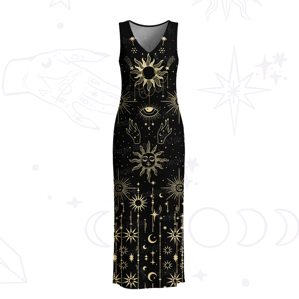 Purplehecate Solar Oracle Crochet Knit Maxi Dress