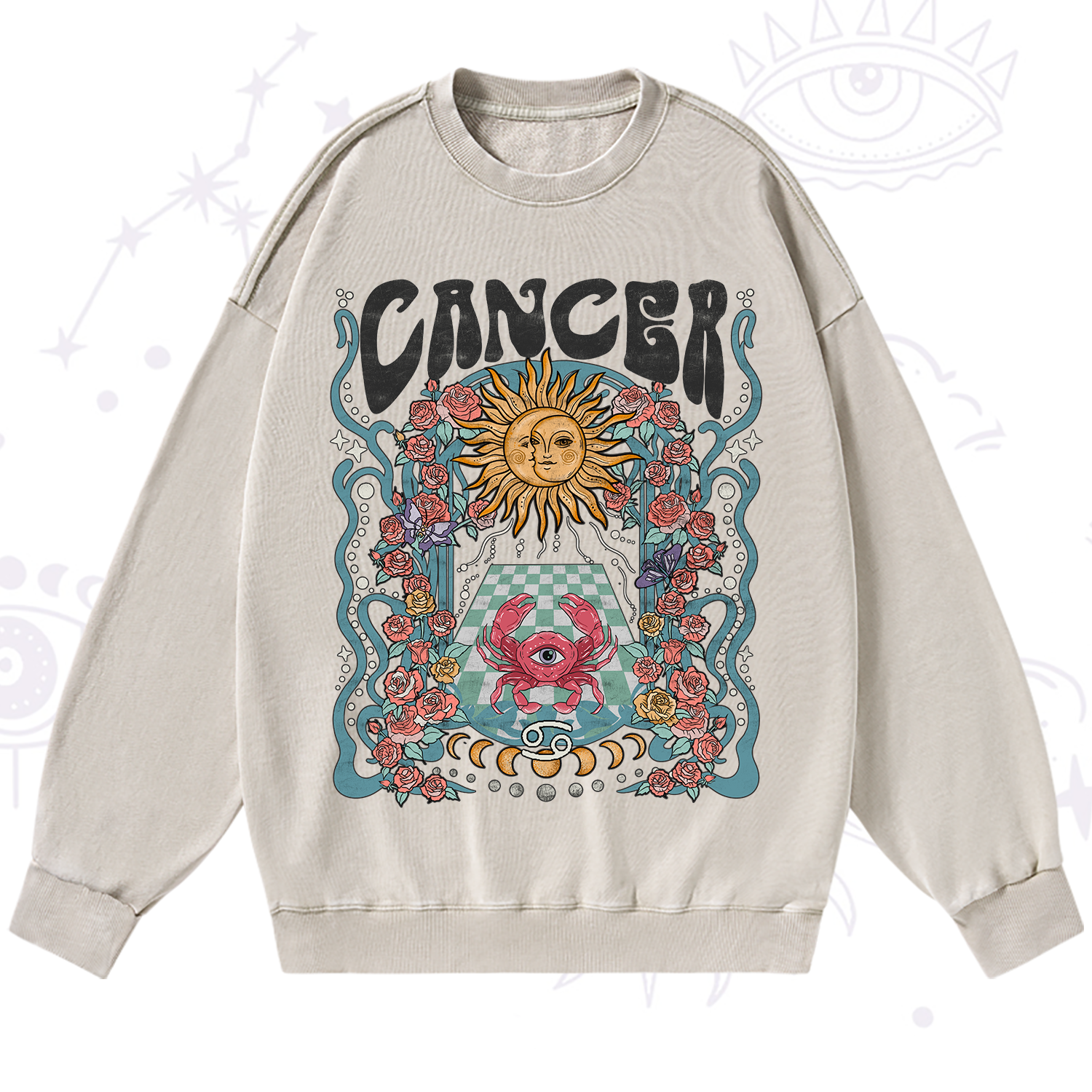 Purplehecate Cancer Spirit Zodiac Washed Sweatshirt