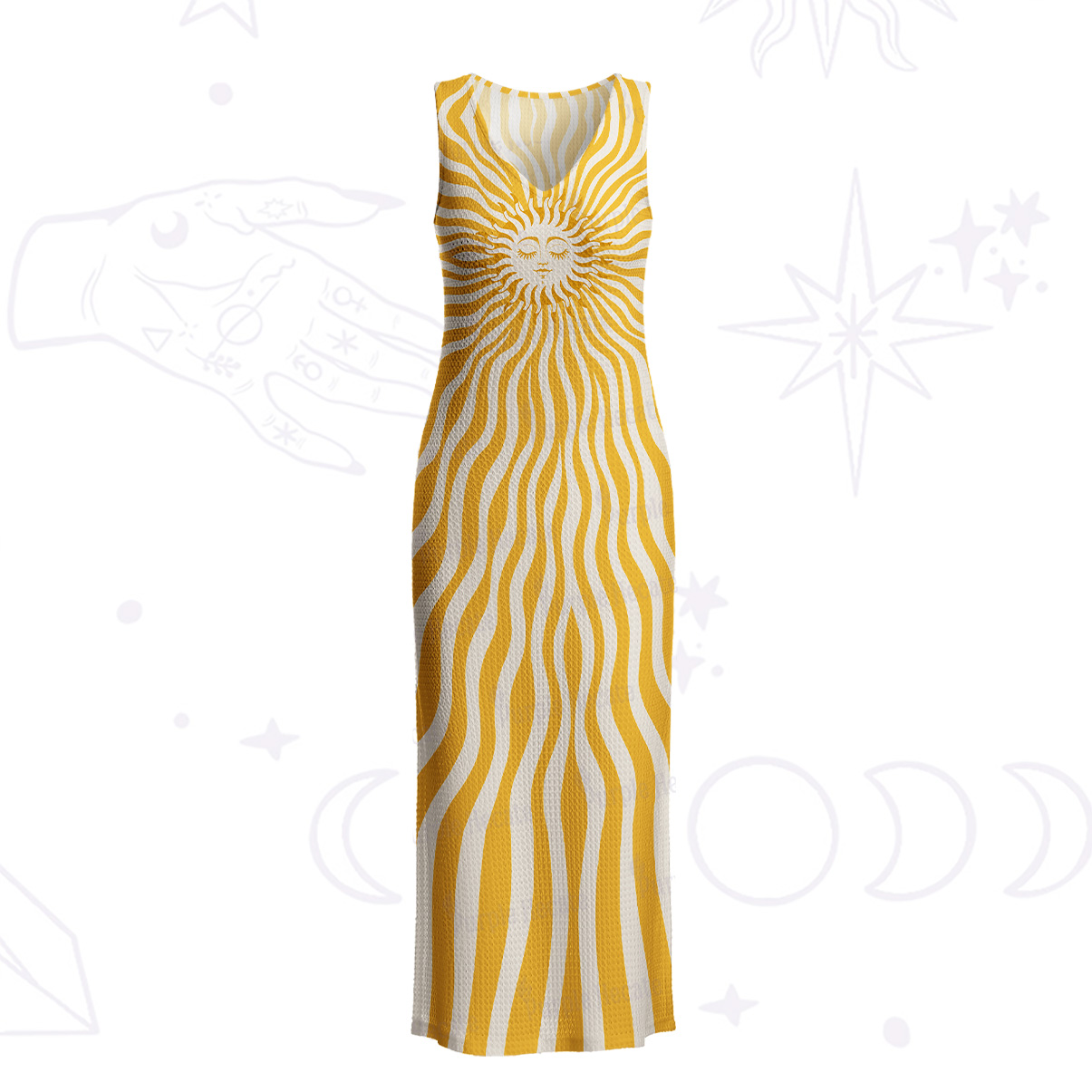 Purplehecate Radiance of the Sun Crochet Knit Maxi Dress