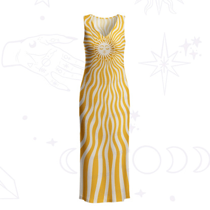 Purplehecate Radiance of the Sun Crochet Knit Maxi Dress