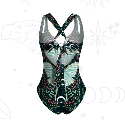 Purplehecate Green Moth Moonspell One-Piece Swimsuit