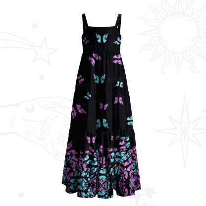 Purplehecate Mystic Butterfly Wide Straps Maxi Dress