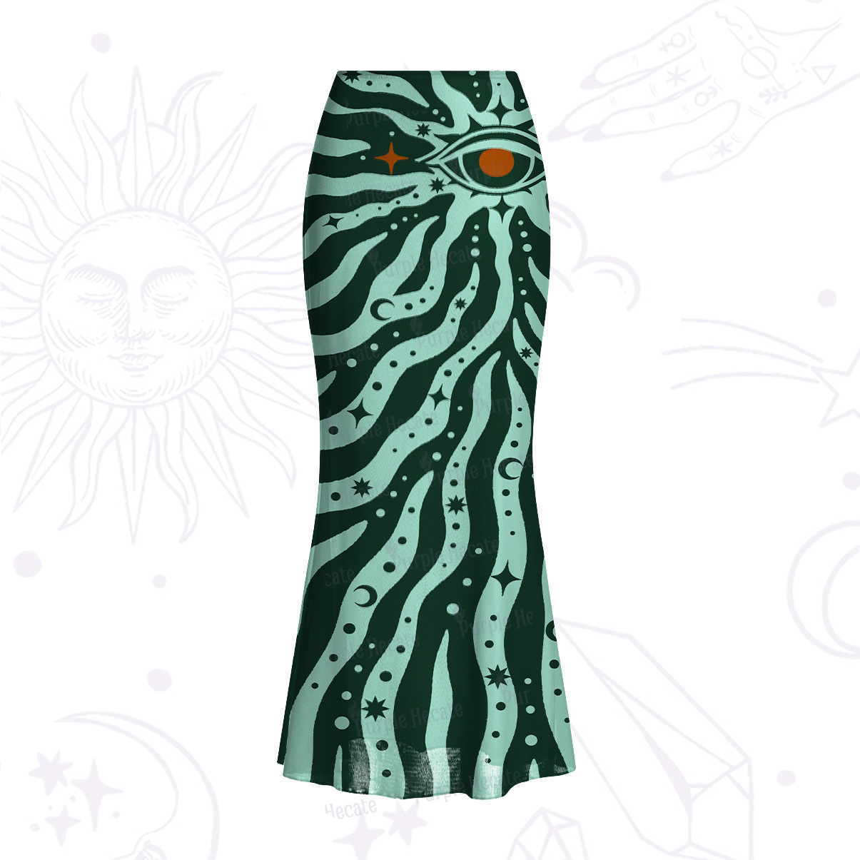 Purplehecate Green Vision Illusion Mesh Mermaid Hem Skirt