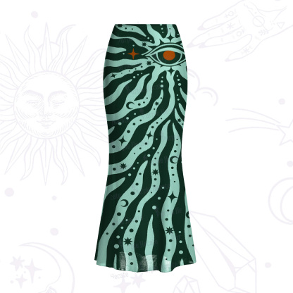 Purplehecate Green Vision Illusion Mesh Mermaid Hem Skirt