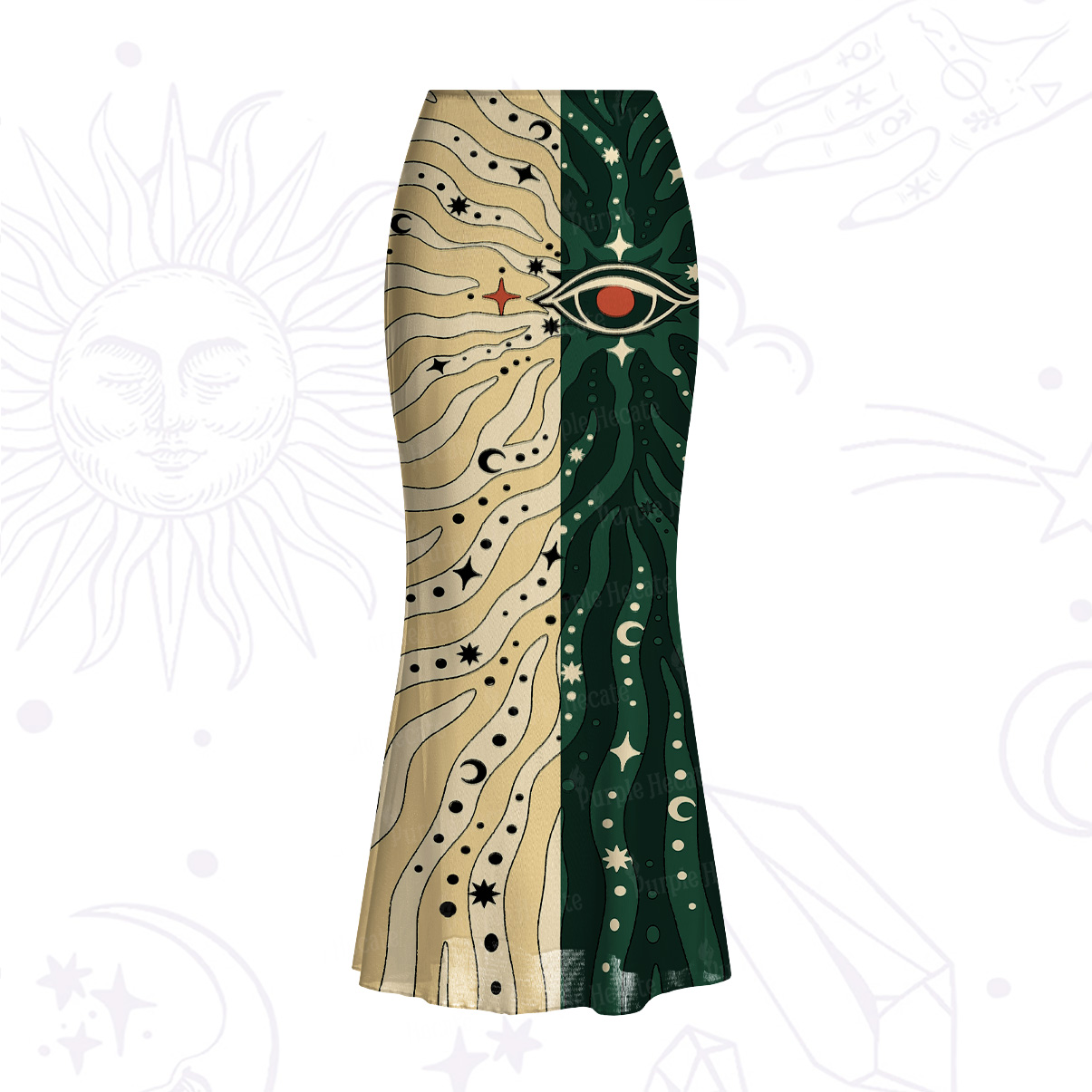 Purplehecate Green Vision Illusion Mesh Mermaid Hem Skirt