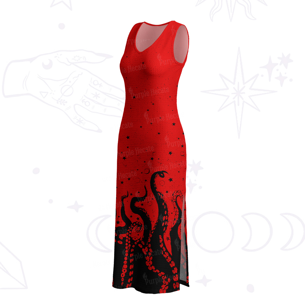 Purplehecate Tentacles of the Deep Crochet Knit Maxi Dress