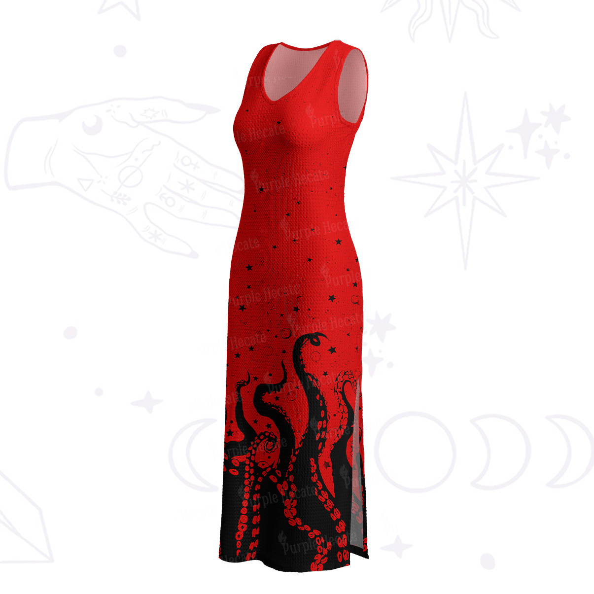 Purplehecate Tentacles of the Deep Crochet Knit Maxi Dress