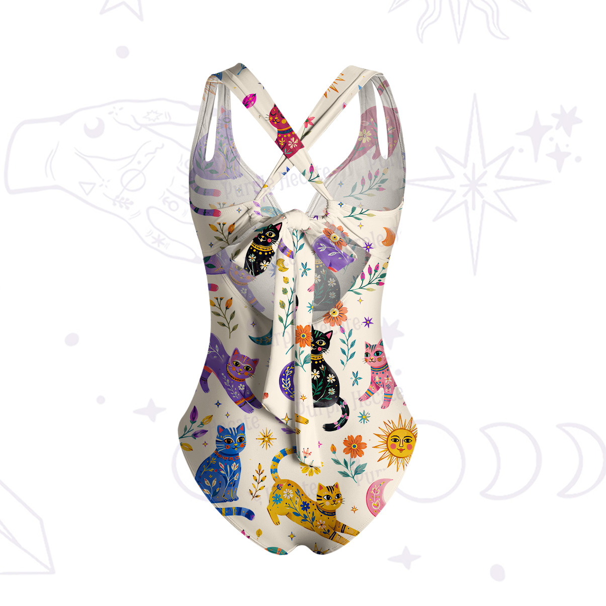 Purplehecate Rainbow Magic Cats One-Piece Swimsuit