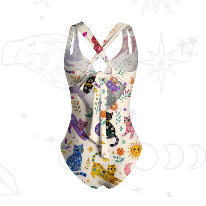 Purplehecate Rainbow Magic Cats One-Piece Swimsuit