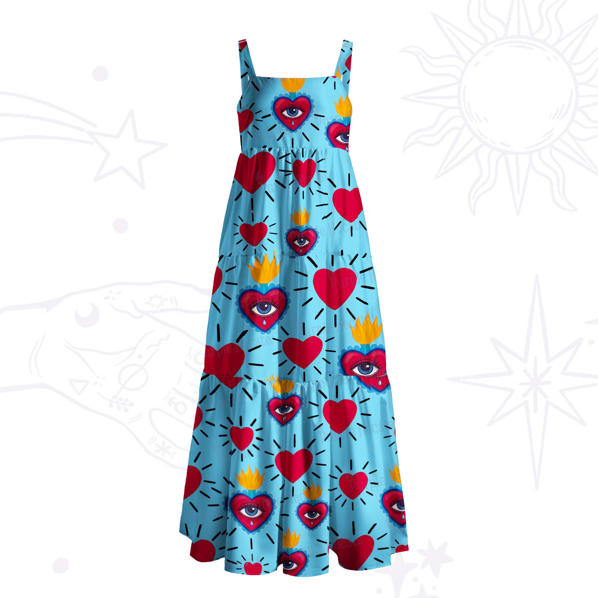 Purplehecate Sacred Flame of Love Wide Straps Maxi Dress