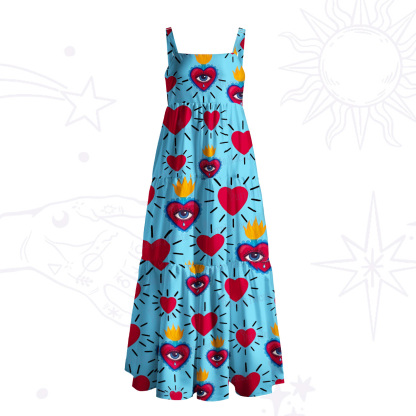 Purplehecate Sacred Flame of Love Wide Straps Maxi Dress