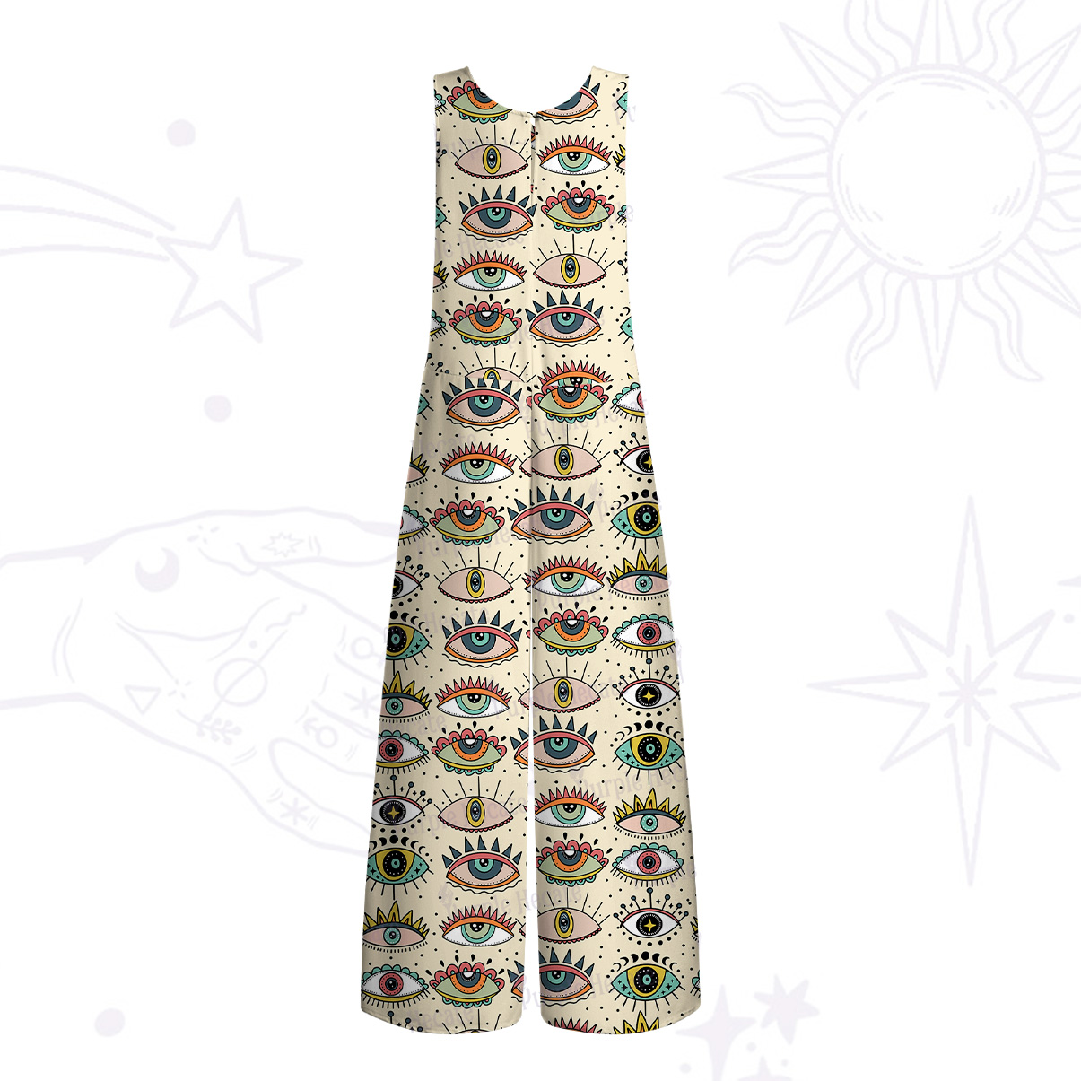 Purplehecate Evil Eye Pattern Wide Leg Jumpsuit