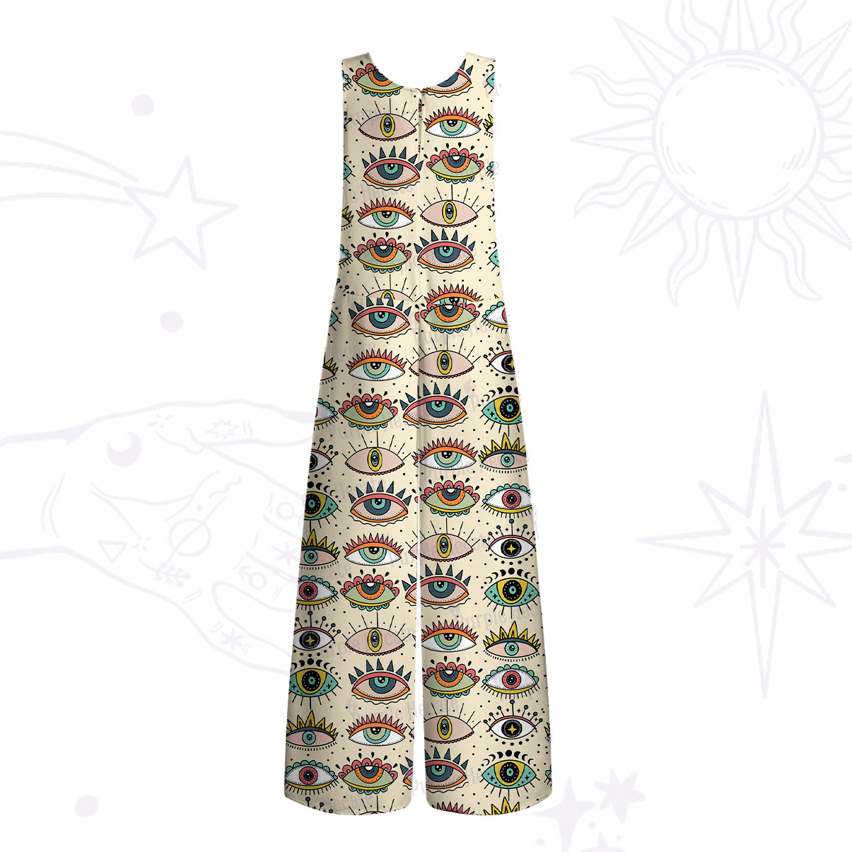 Purplehecate Evil Eye Pattern Wide Leg Jumpsuit