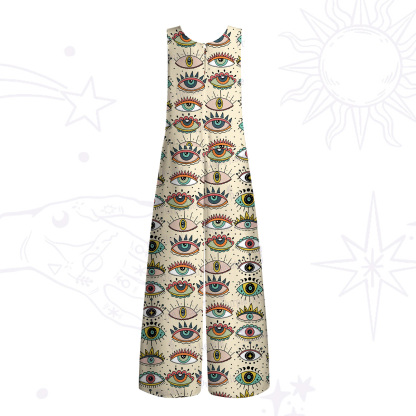 Purplehecate Evil Eye Pattern Wide Leg Jumpsuit