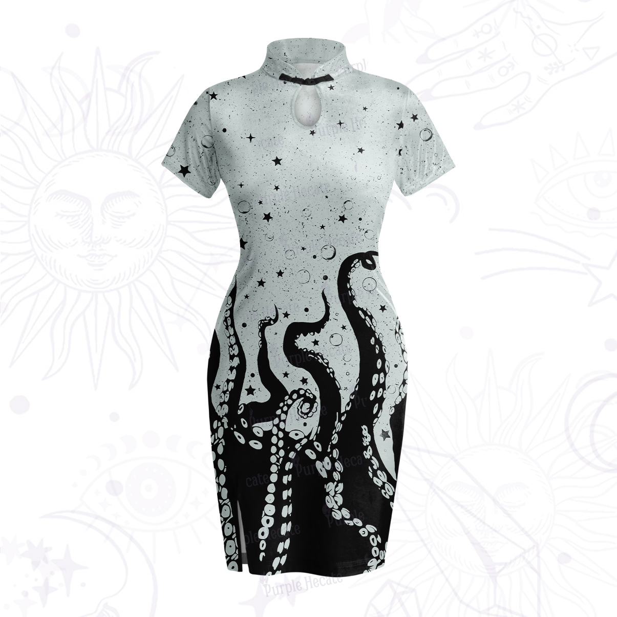 Purplehecate Tentacles of the Deep Velvet Bodycon Dress