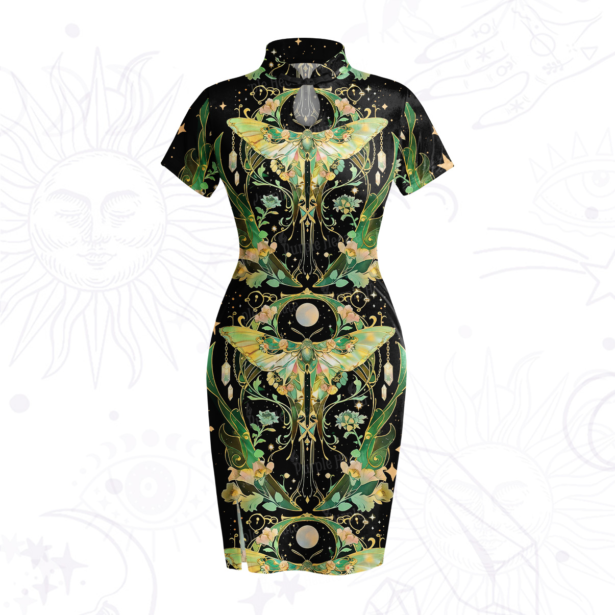 Purplehecate Moon Moth Rave Velvet Bodycon Dress