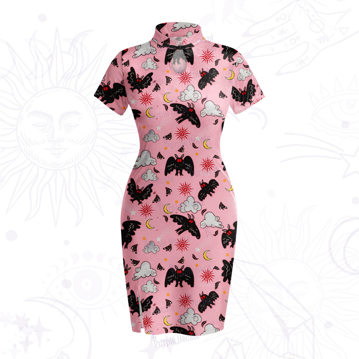 Purplehecate Cryptid Mothman Velvet Bodycon Dress