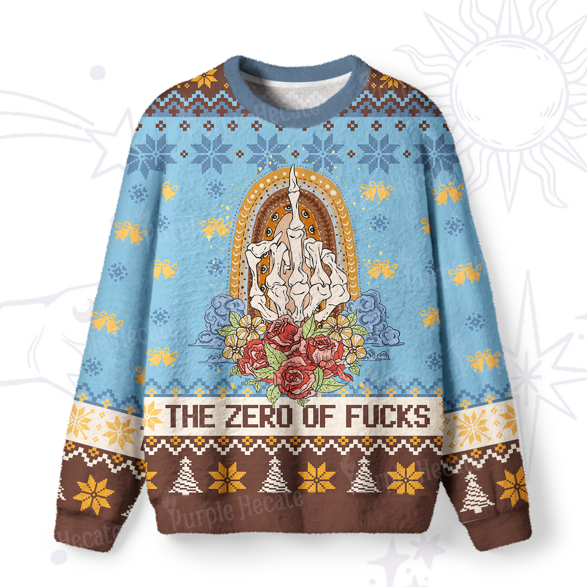 Purplehecate The Zero of Fucks Blessed Bones Ugly Christmas Sweatshirts