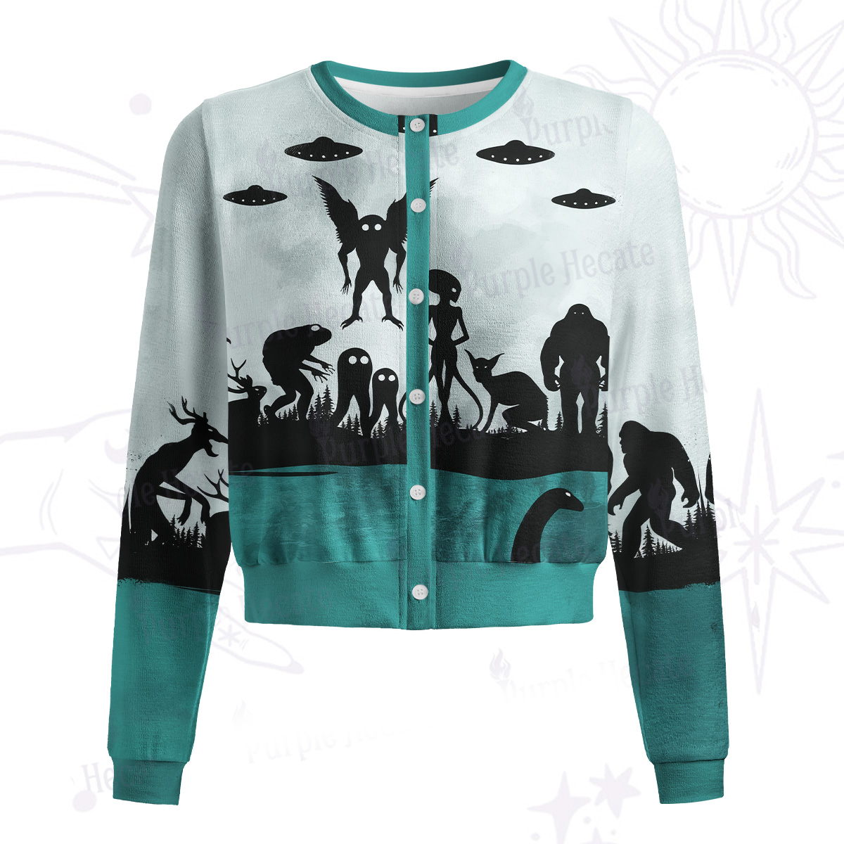 Purplehecate Alien Lake Monster Encounter Knit Cardigan