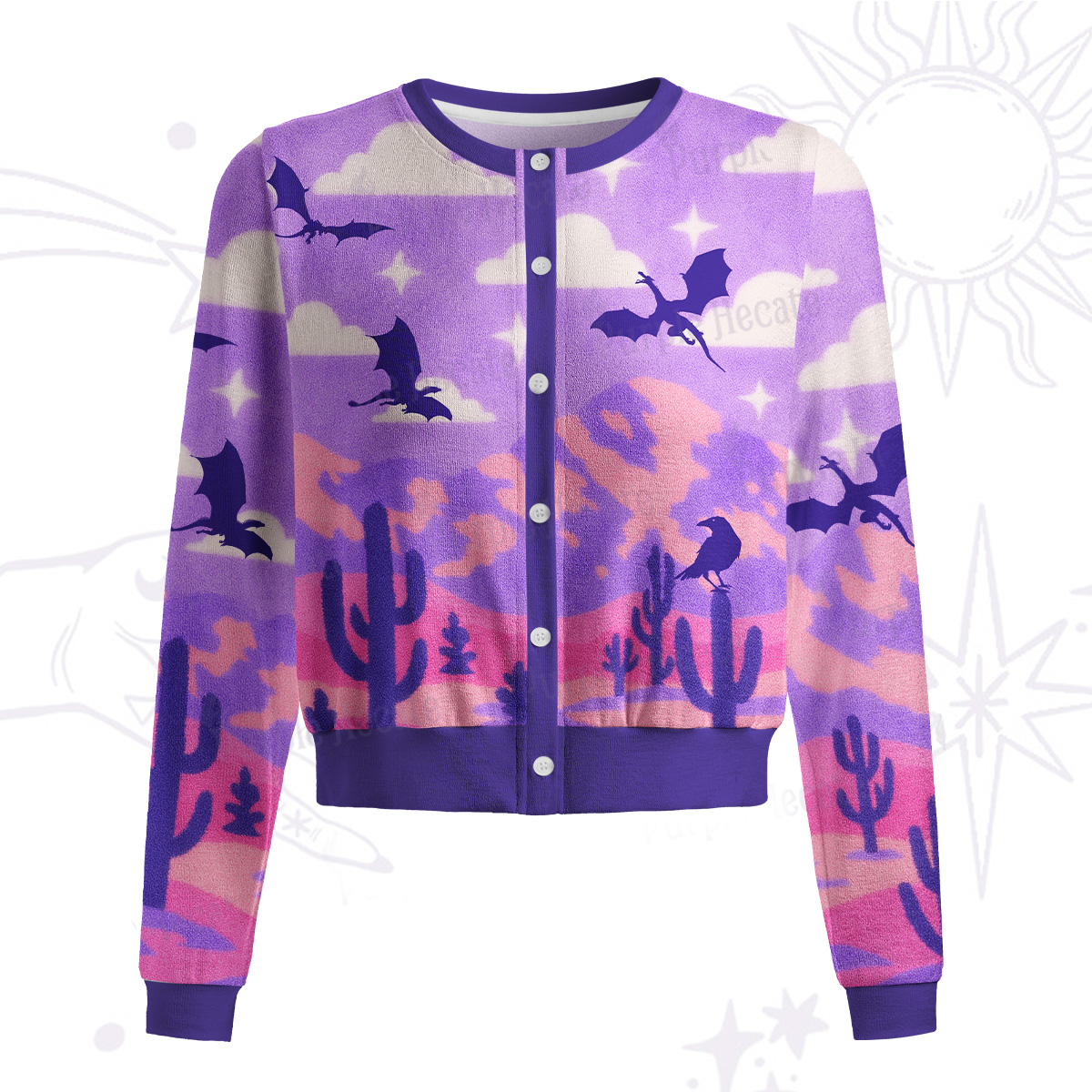 Purplehecate Mystic Desert Dragons Knit Cardigan