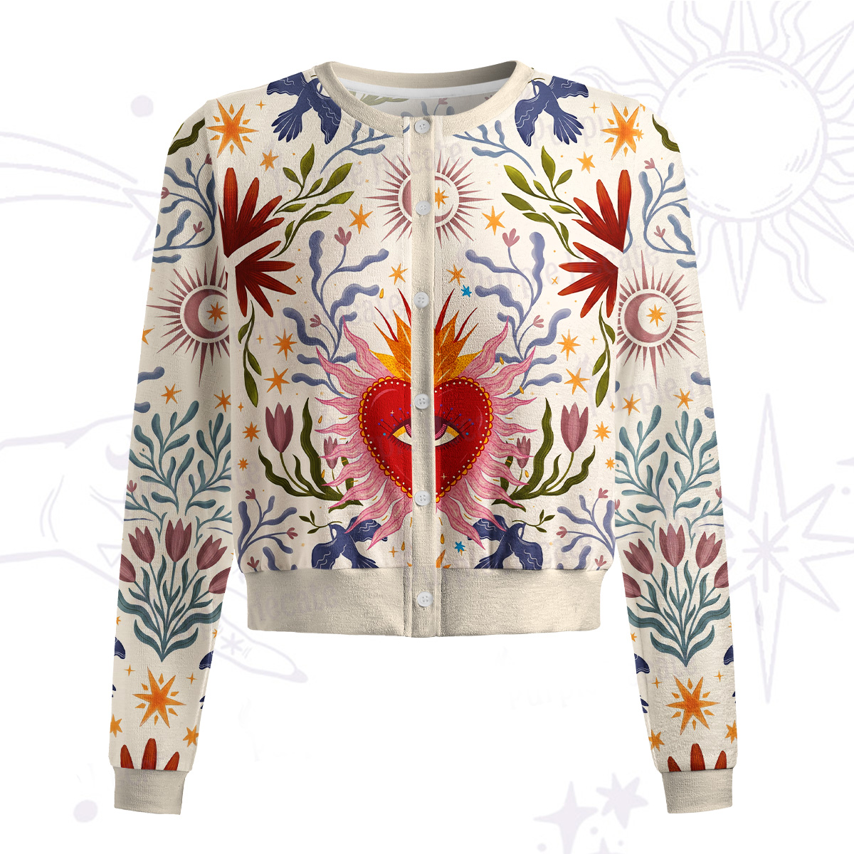 Purplehecate Sacred Flame Heart Knit Cardigan