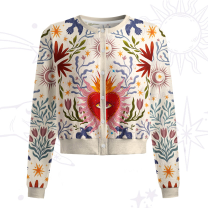 Purplehecate Sacred Flame Heart Knit Cardigan