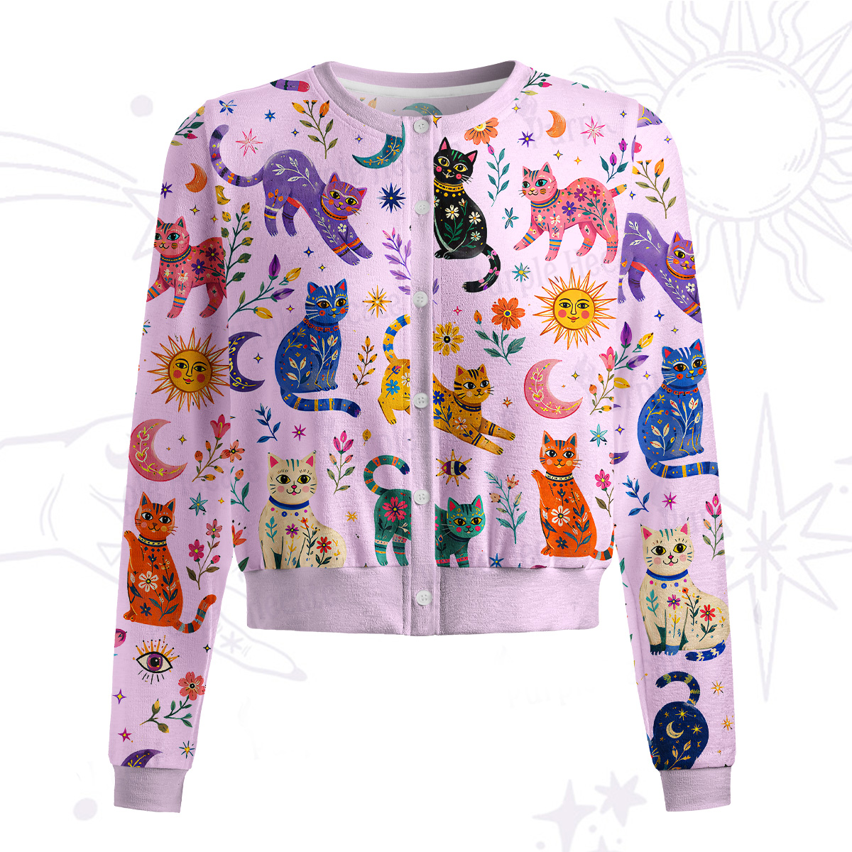 Purplehecate Rainbow Magic Cats Knit Cardigan