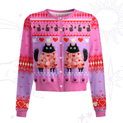 Purplehecate Funny Black Cat in Tree Knit Cardigan