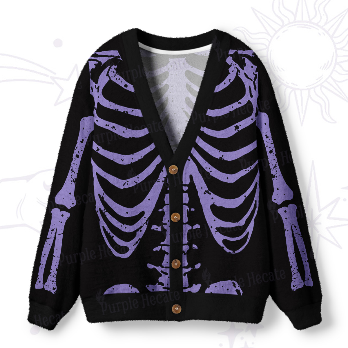 Purplehecate Skeleton Ugly Cardigan Sweaters