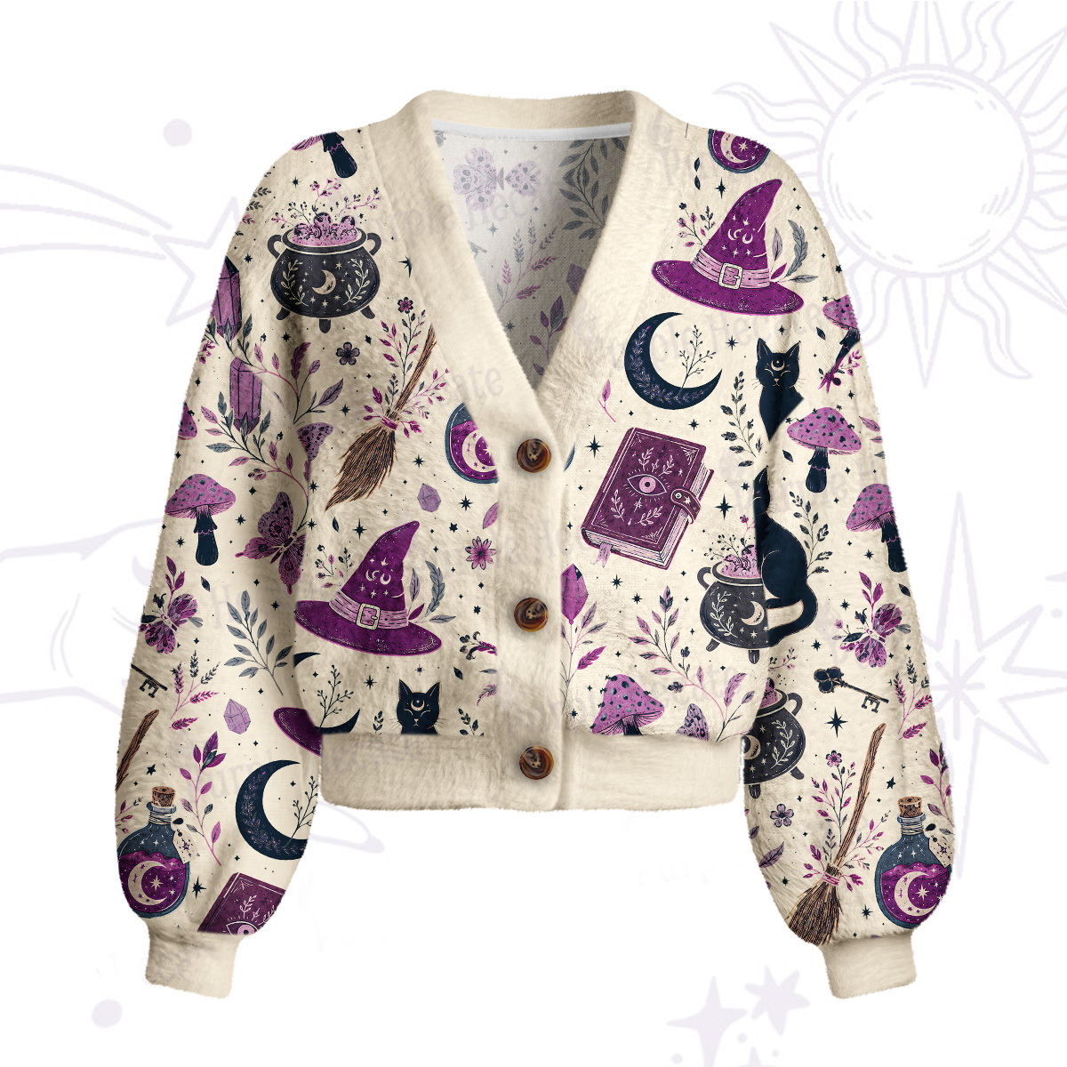 Purplehecate Witchcraft Spellbook Cardigan Sweaters
