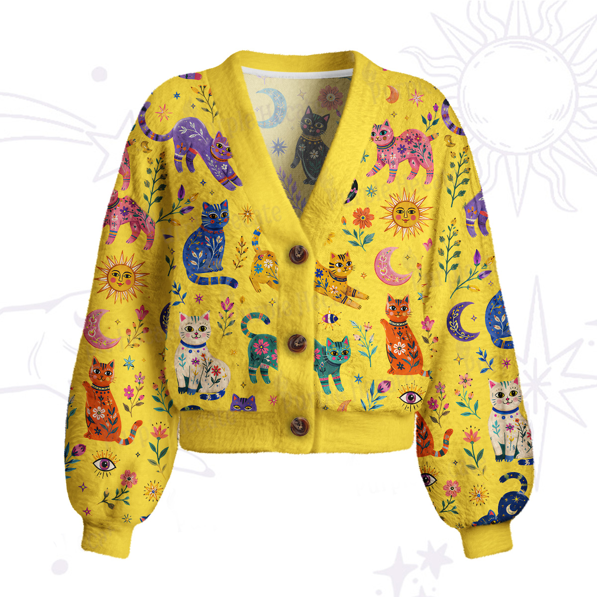 Purplehecate Rainbow Magic Cats Cardigan Sweaters