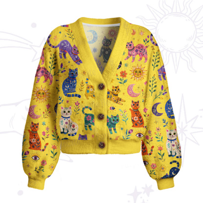 Purplehecate Rainbow Magic Cats Cardigan Sweaters