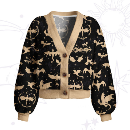 Purplehecate Fantasy Dragon Allover Cardigan Sweaters