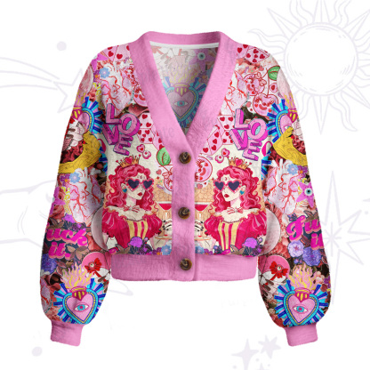 Purplehecate Queen of Hearts Angel Graphic Cardigan Sweaters