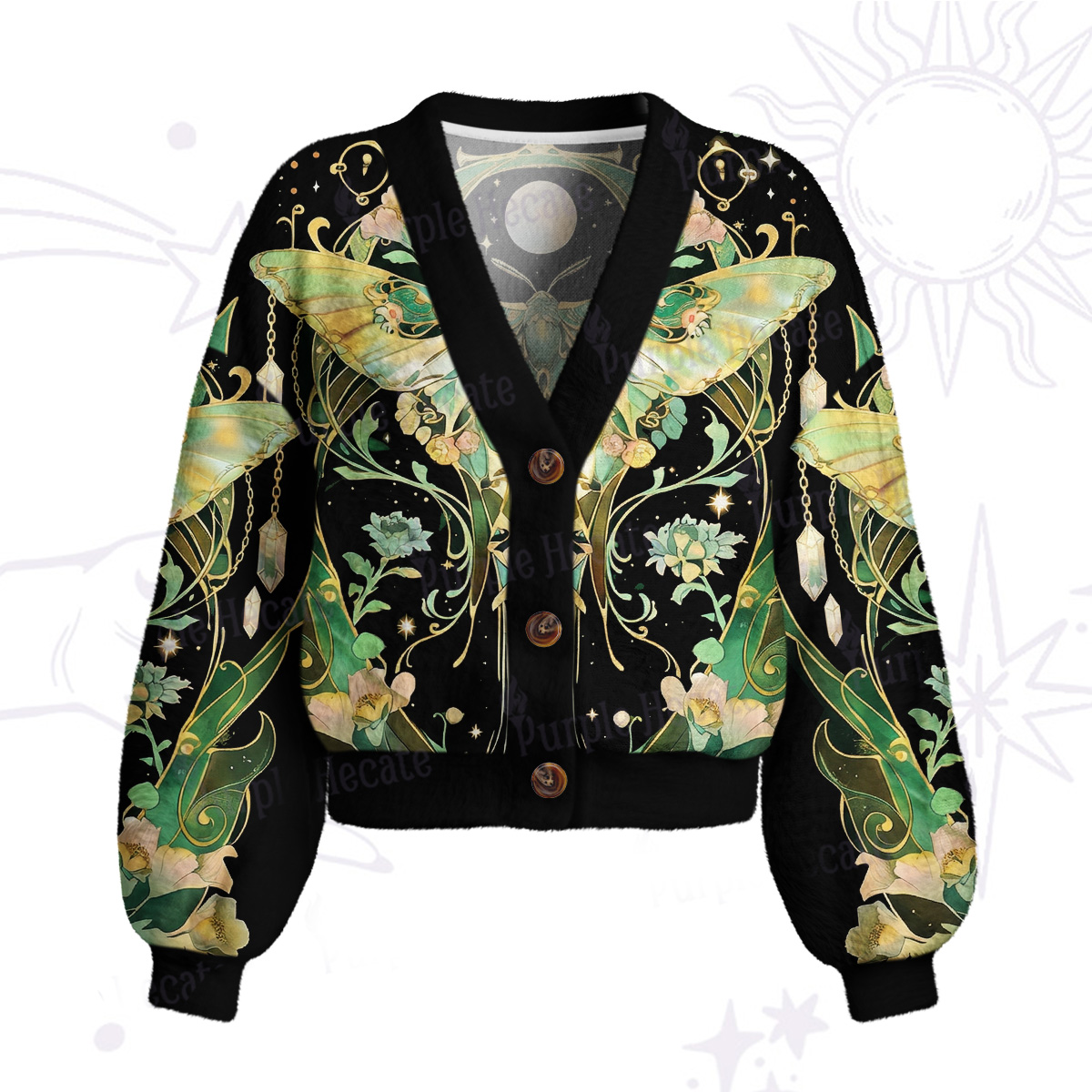 Purplehecate Moon Moth Rave Cardigan Sweaters