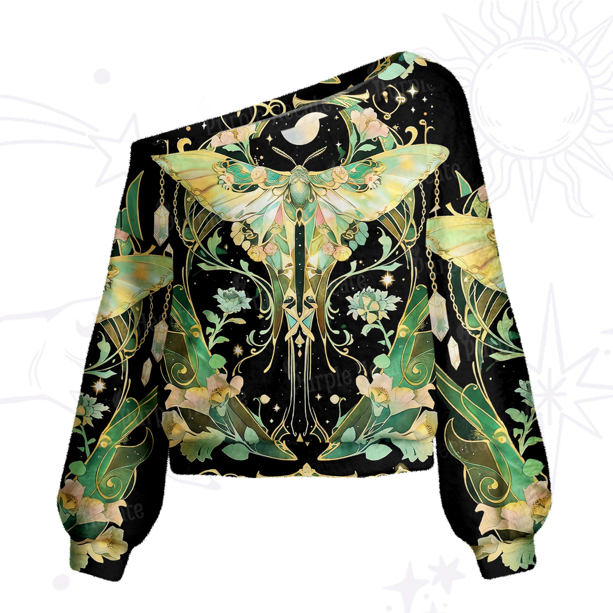 Purplehecate Moon Moth Rave One Shoulder Sweaters