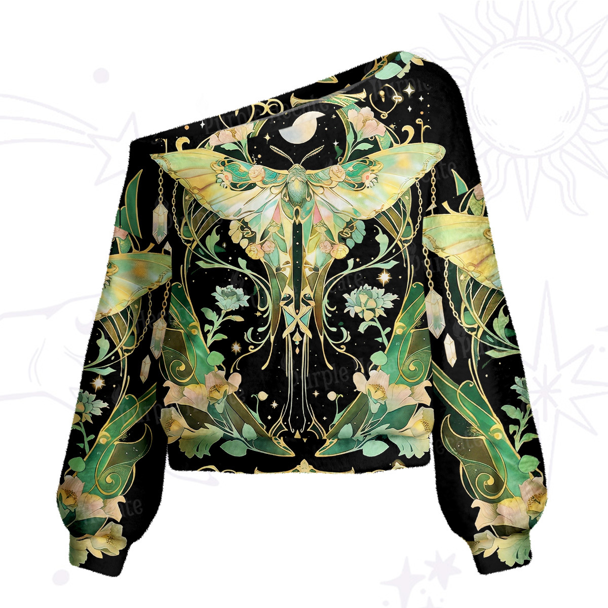 Purplehecate Moon Moth Rave One Shoulder Sweaters