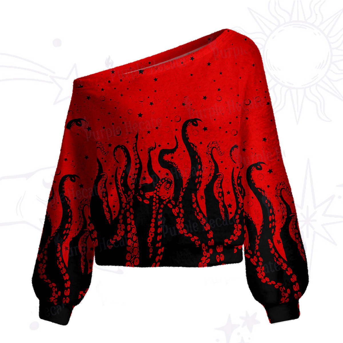 Purplehecate Tentacles of the Deep One Shoulder Sweaters