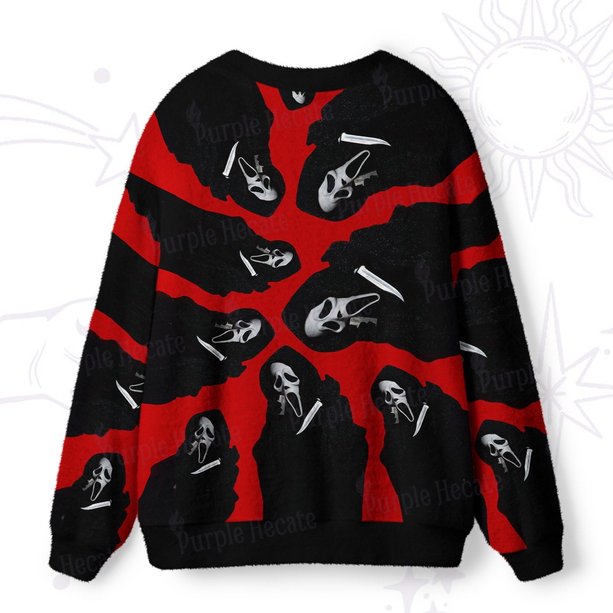 Purplehecate Scream Mask Ghost Face Ugly Cardigan Sweaters
