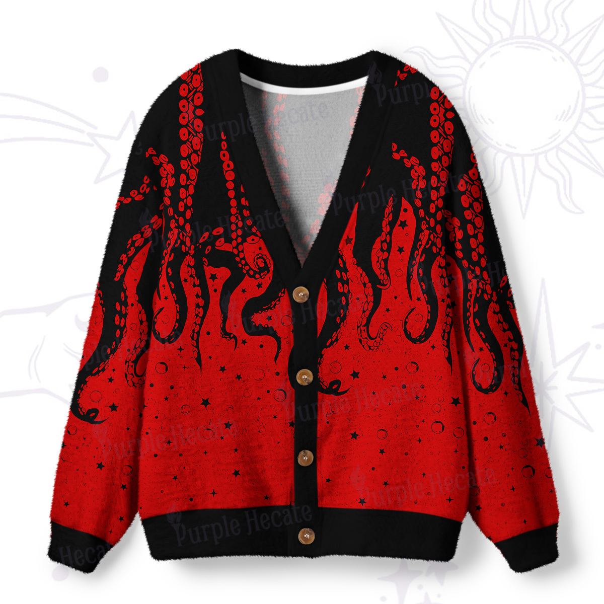 Purplehecate Tentacles of the Deep Ugly Cardigan Sweaters