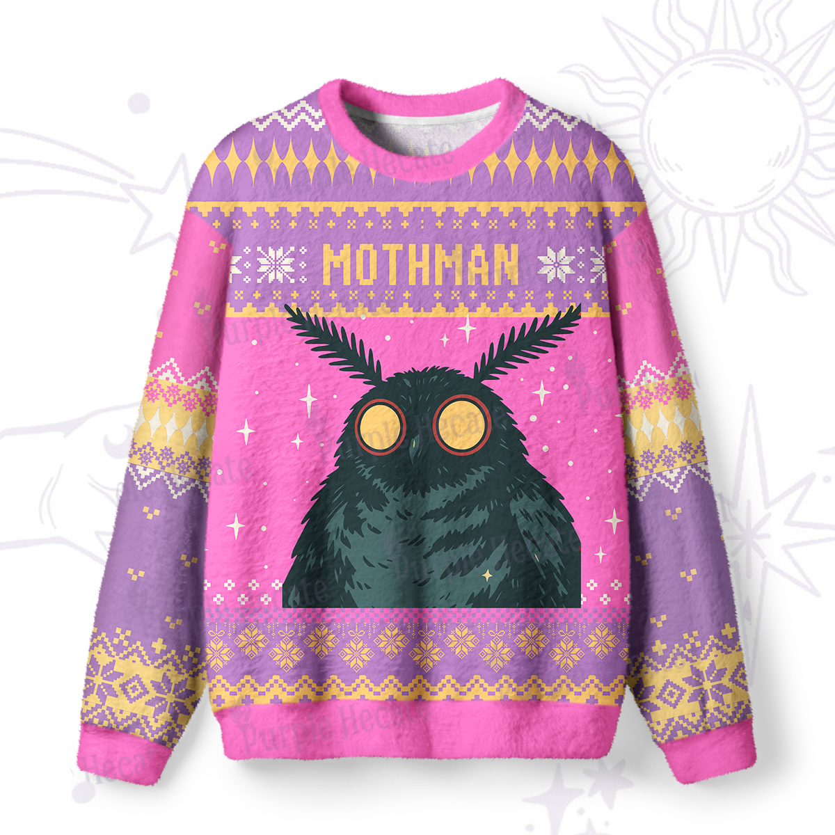 Purplehecate Mothman Eating Soup Fuzzy Ugly Sweatshirt