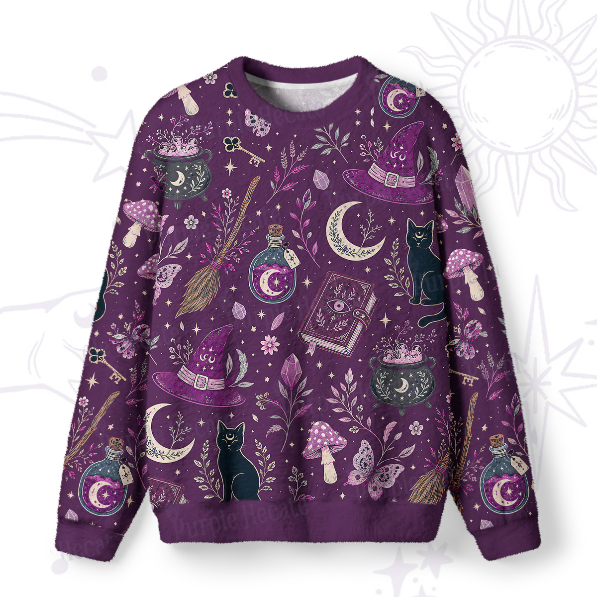 Purplehecate Witchcraft Spellbook Fuzzy Ugly Sweatshirt
