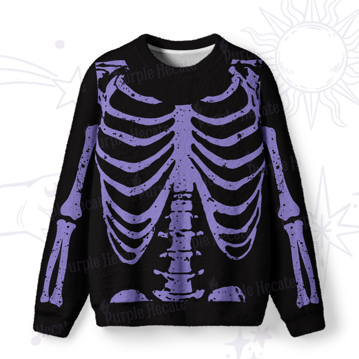 Purplehecate Skeleton Fuzzy Ugly Sweatshirt